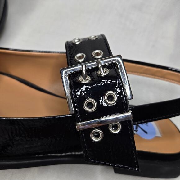 NWOT Steve Madden Black Patent Leather Women's Flat Slingbacks Size 7.5 - Picture 9 of 9